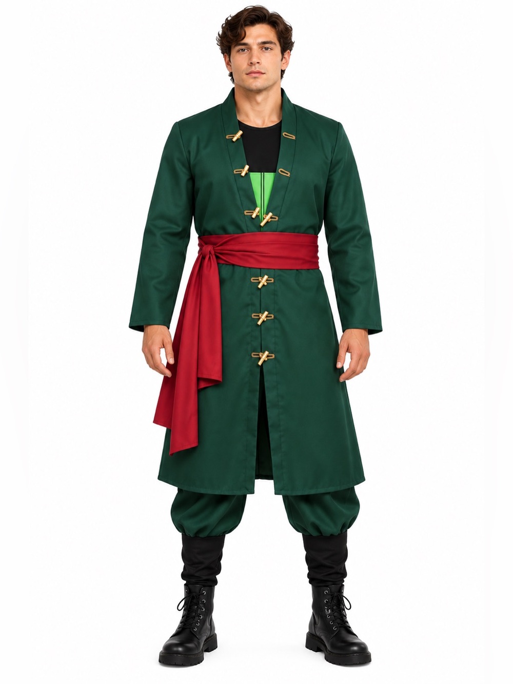 Roronoa Zoro Cosplay Men Dark Anime Halloween Costume Full Set Size: 2XL